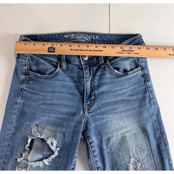 American Eagle Outfitters Women's Jegging Jeans Destructed Distressed Size 10 R - Picture 8 of 11